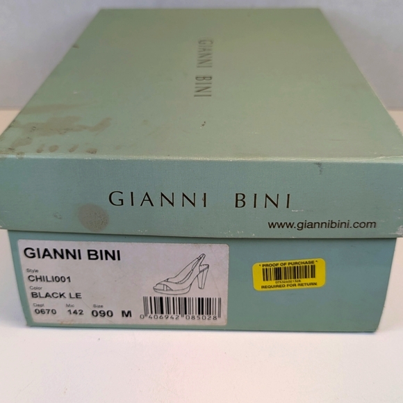 Gianni Bini Black Leather Chili Slingback Peep-toe Heels in Box size 9W - Picture 7 of 11